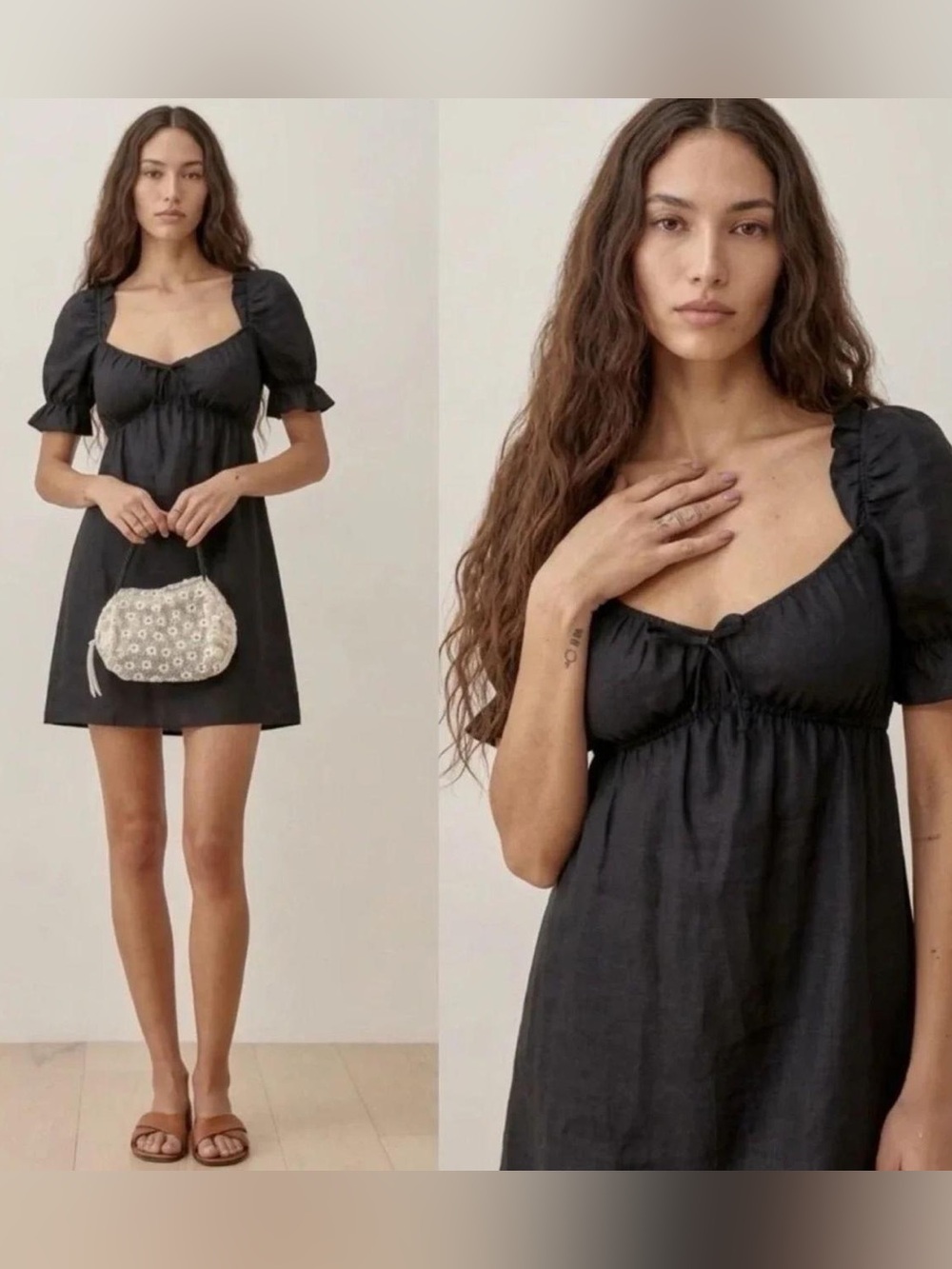 Reformation Black linen dress